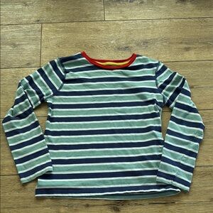 Boden Striped Kids Long Sleeve Shirt - Sage & Navy size 9/10